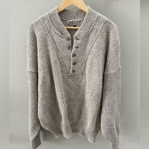 Vintage 90’s Earth Tone Drop Shoulder Chunky Knit Button V-Neckline Sweater